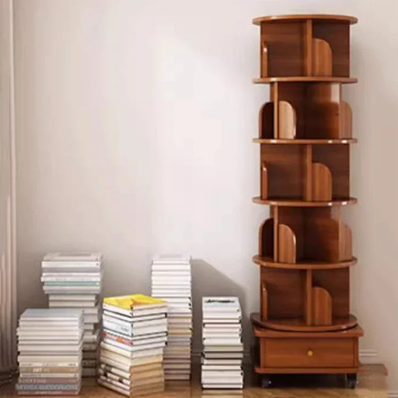 Rotating Mobile Bookcase Display Book Shelves