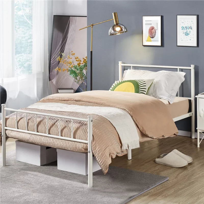 Queen Metal Platform Bed with Spindle