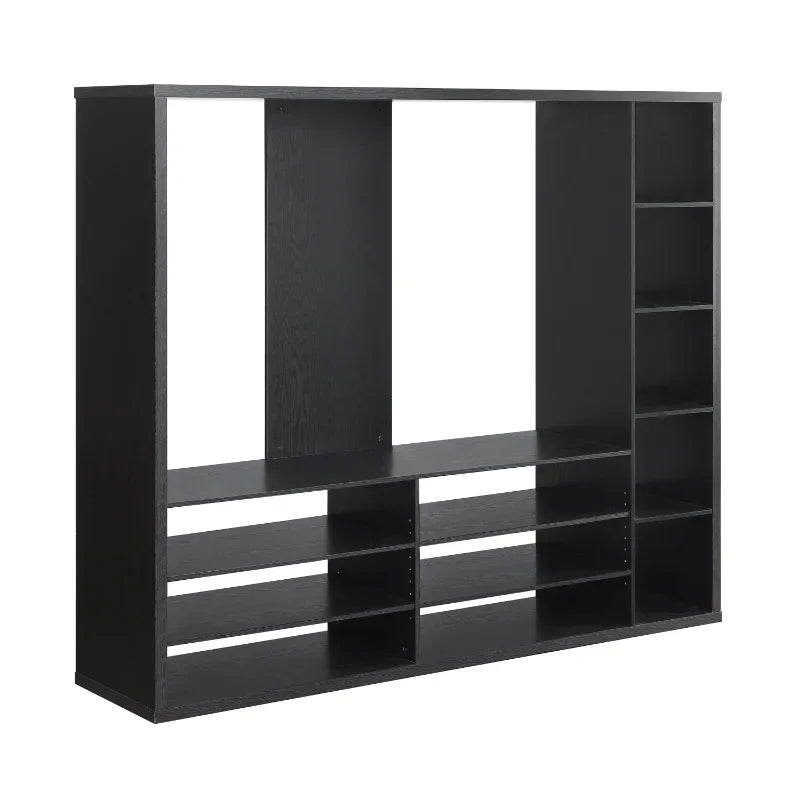 Black Fireplac Wood Tv Stand Living Room Furniture