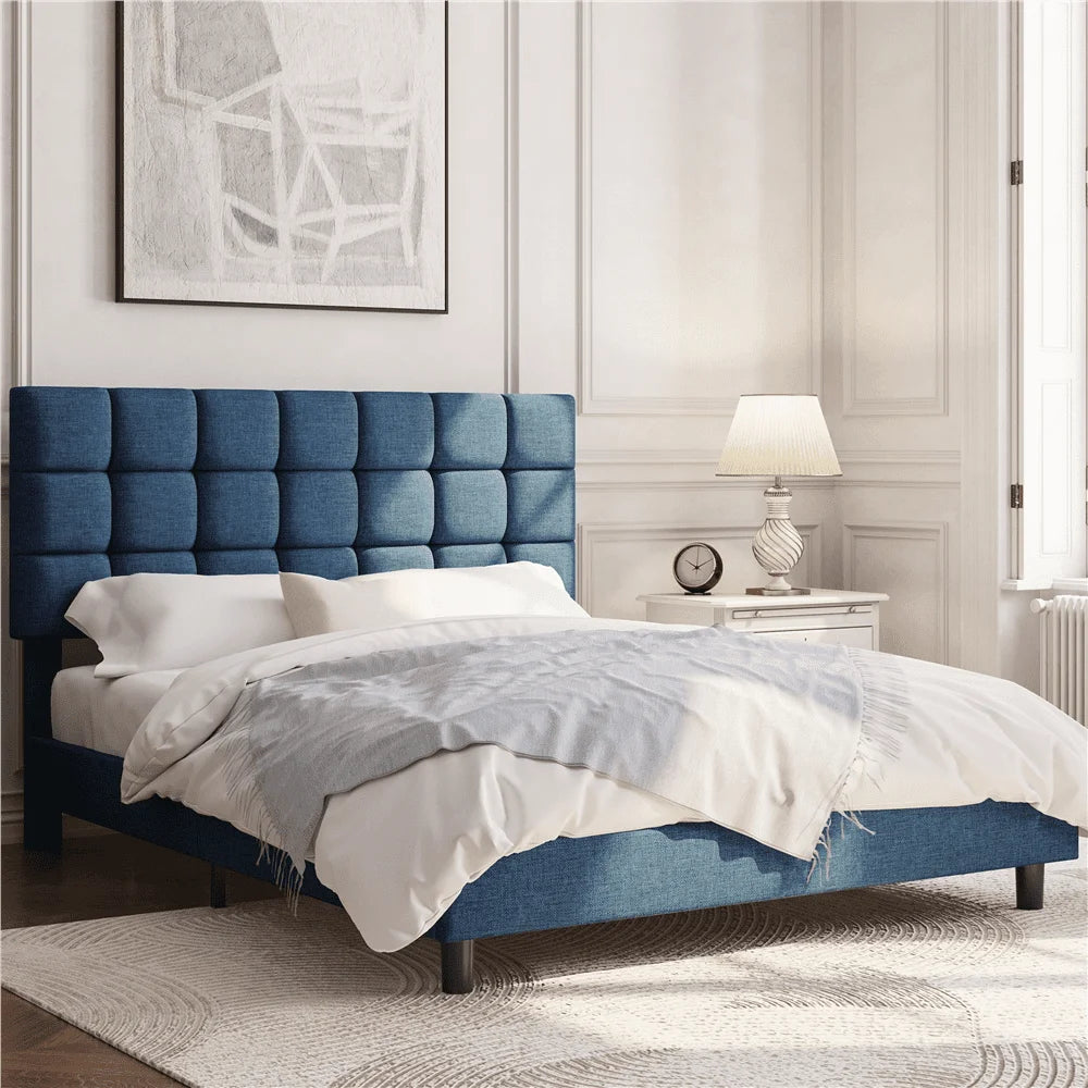 Upholstered Tufted Platform Full Bed, Dark Gray