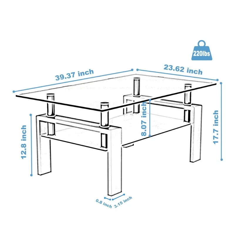 Rectangle Tempered Glass Coffee Table