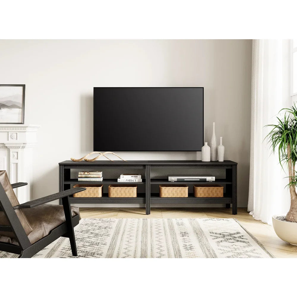 TV Stand for 75 Inch TV with 4 Open Shelves