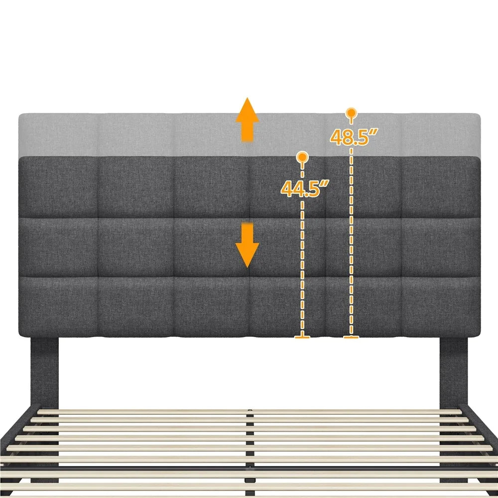Upholstered Tufted Platform Full Bed, Dark Gray