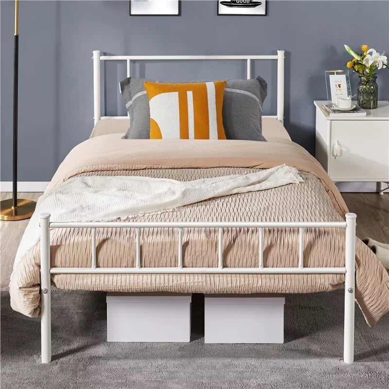 Queen Metal Platform Bed with Spindle