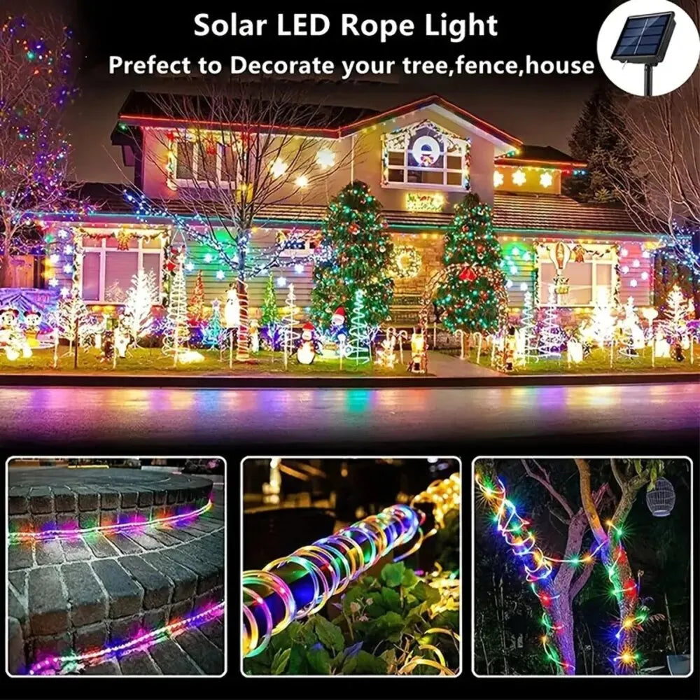 Outdoor Solar Tube Rope Led Light Garden Christmas Decoration