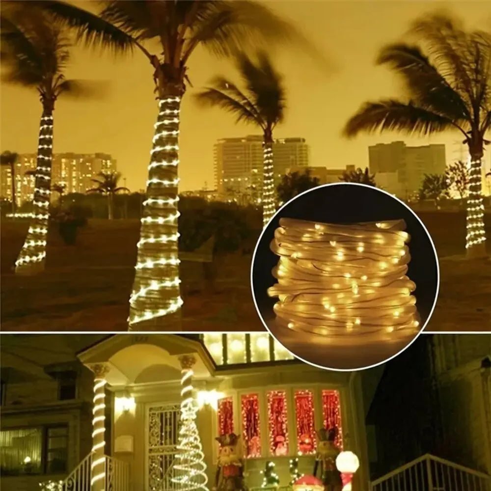 Outdoor Solar Tube Rope Led Light Garden Christmas Decoration