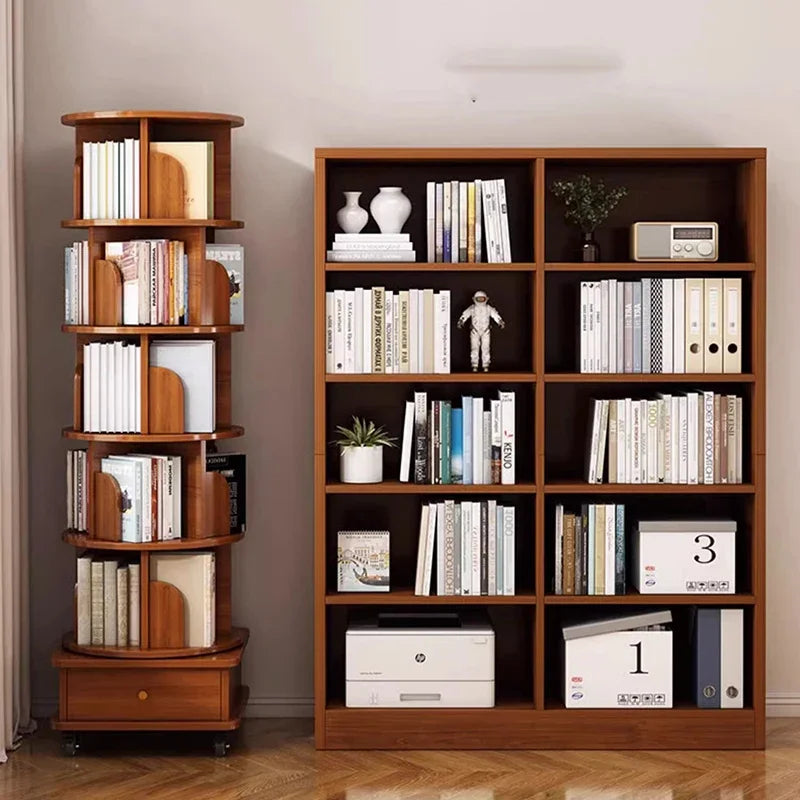 Rotating Mobile Bookcase Display Book Shelves