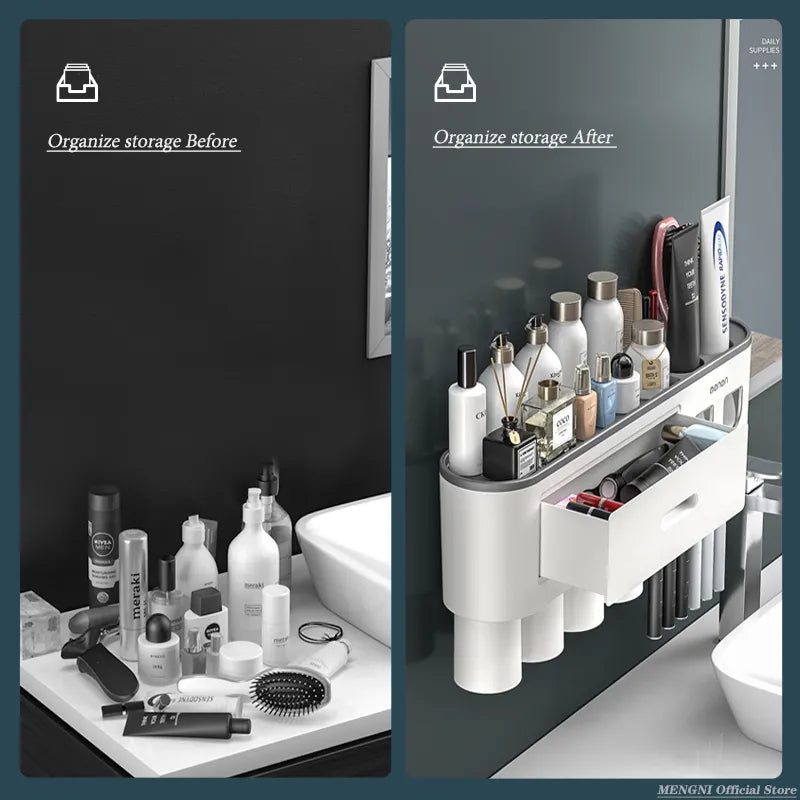 Magnetic Adsorption Inverted Toothbrush Holder Wall