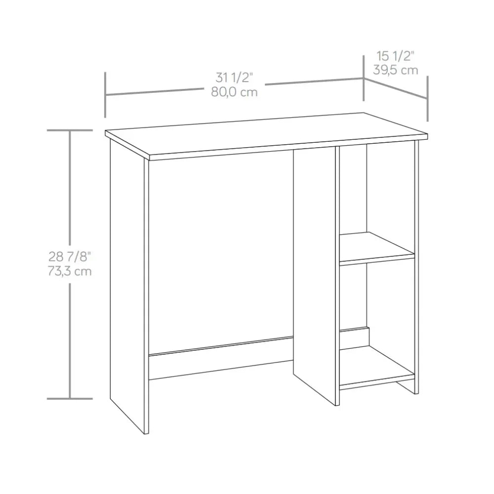 Small Space Writing Desk with 2 Shelves