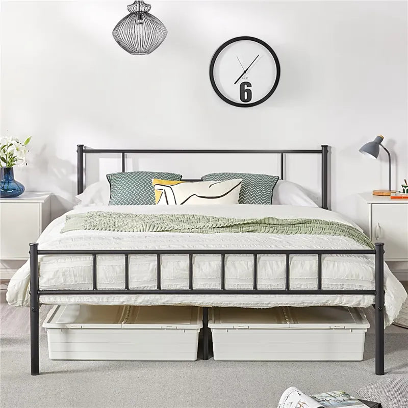 Queen Metal Platform Bed with Spindle