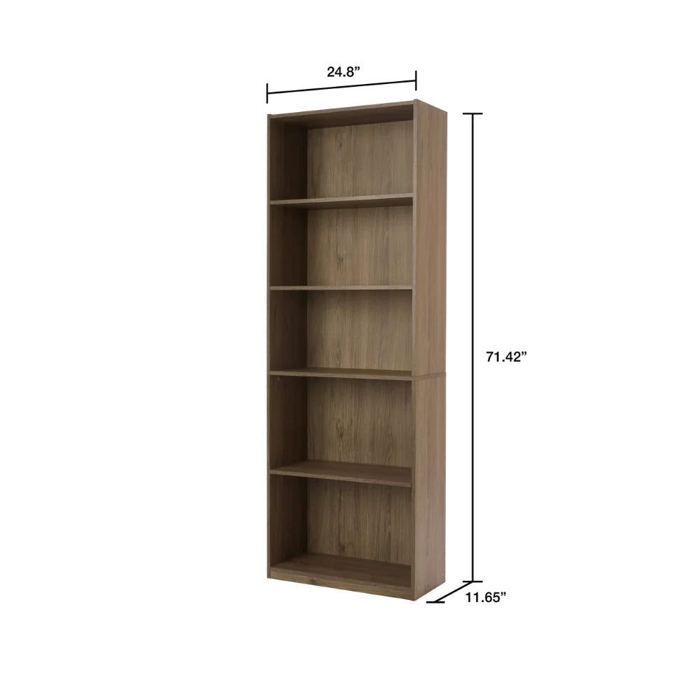 5-Shelf Bookcase with Adjustable Shelves