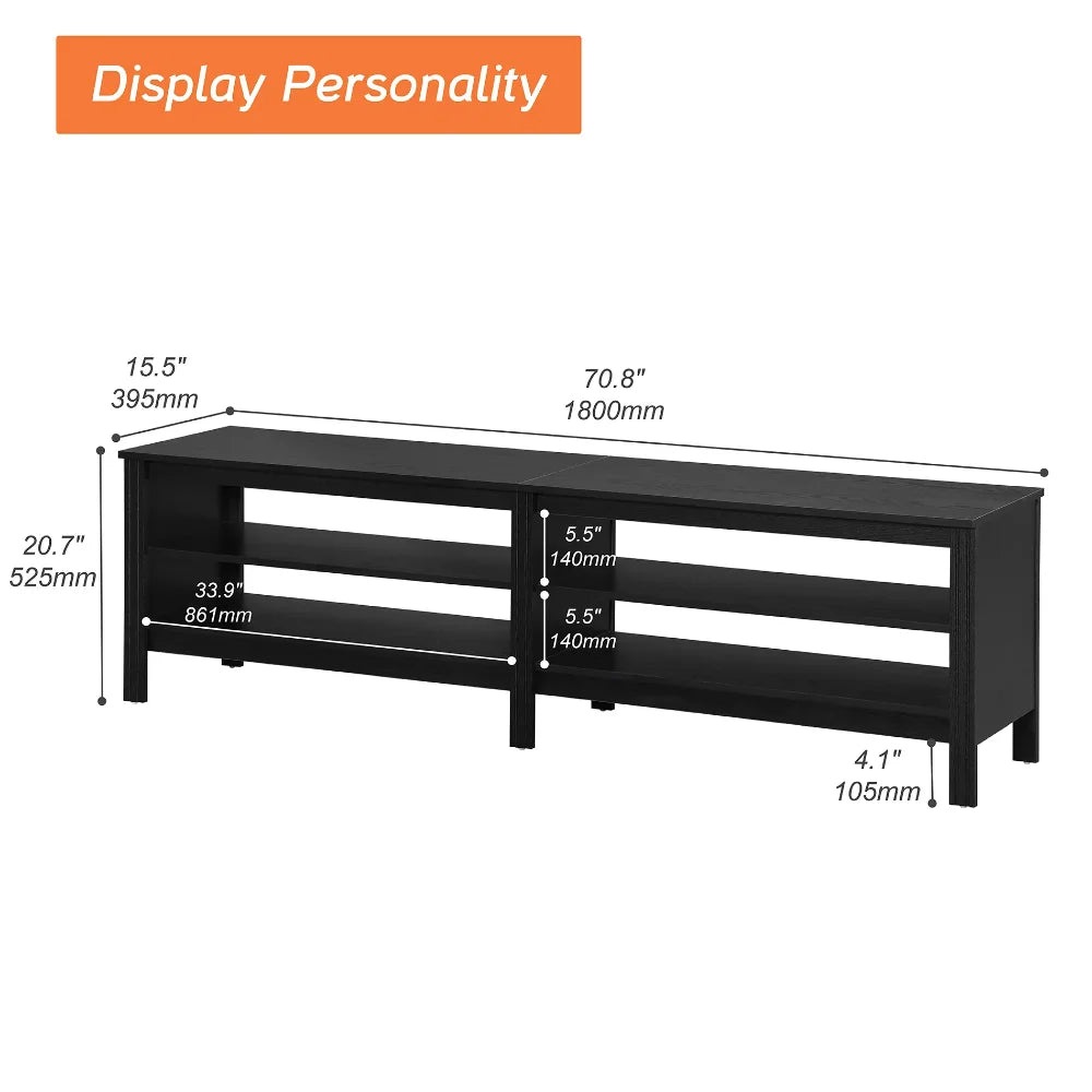 TV Stand for 75 Inch TV with 4 Open Shelves