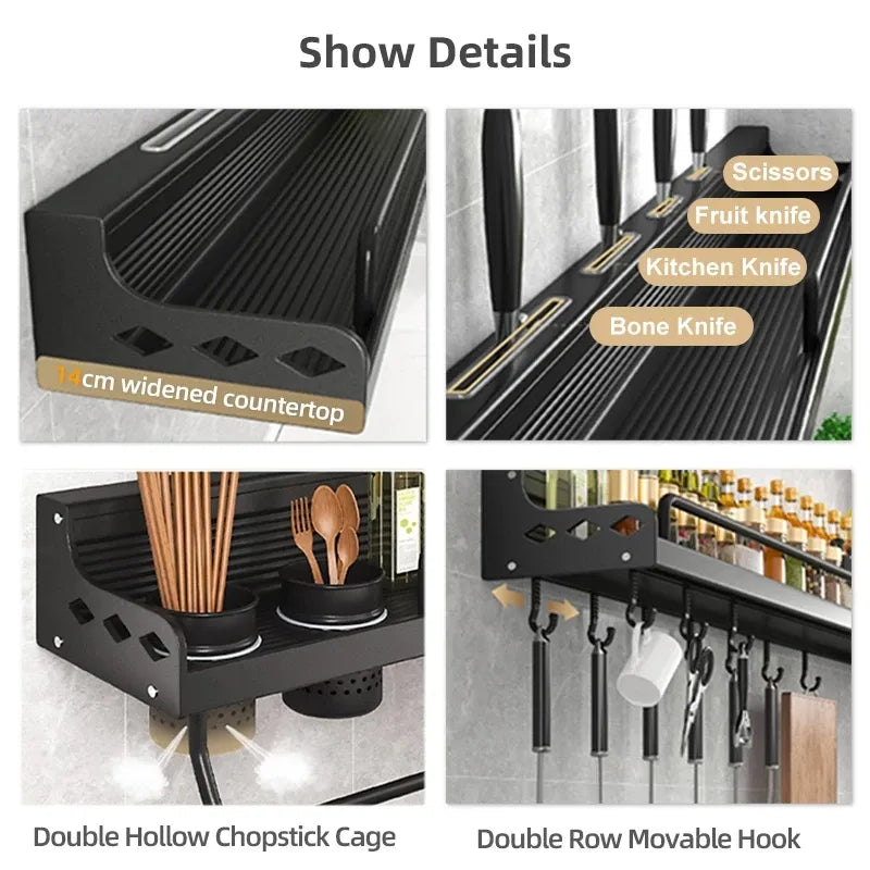 Kitchen Shelf Wall-mounted Spice Storage Racks