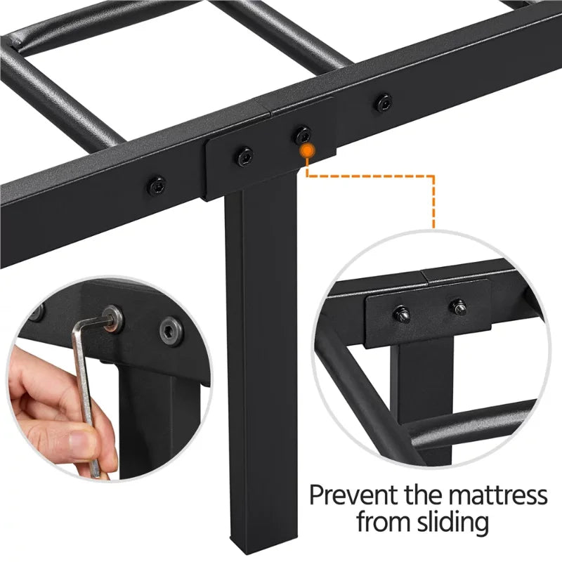 Queen Metal Platform Bed with Spindle