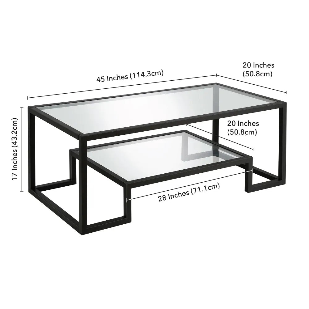 Contemporary Coffee Table with Glass Top and Shelf