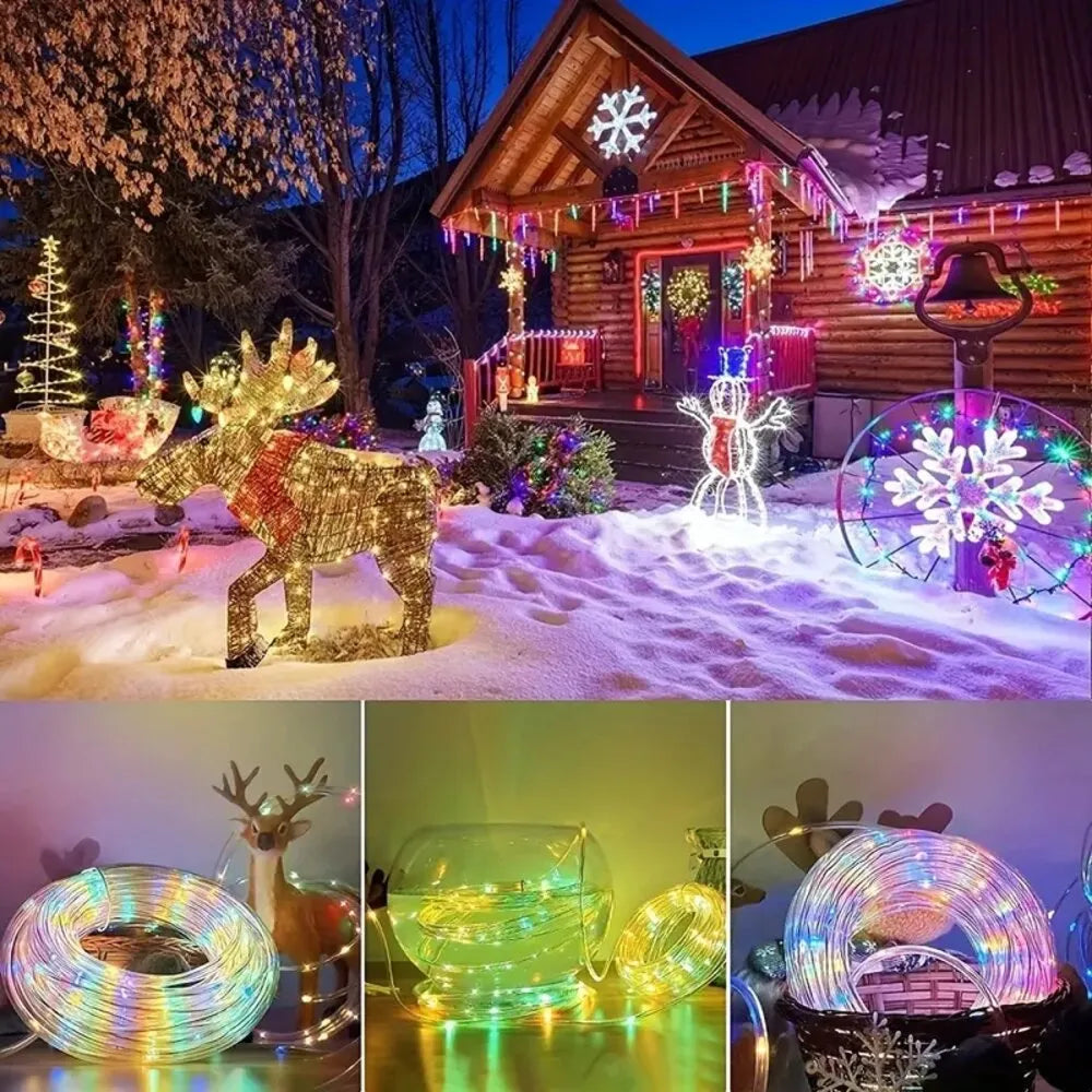 Outdoor Solar Tube Rope Led Light Garden Christmas Decoration
