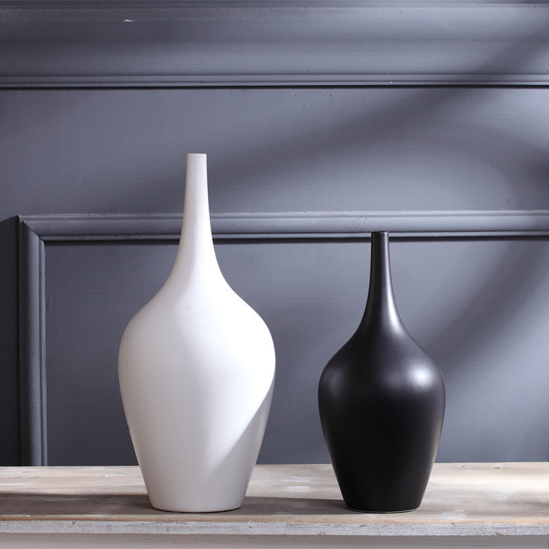 Home Desktop Flower Arrangement Decor Ceramic White Tall Vase