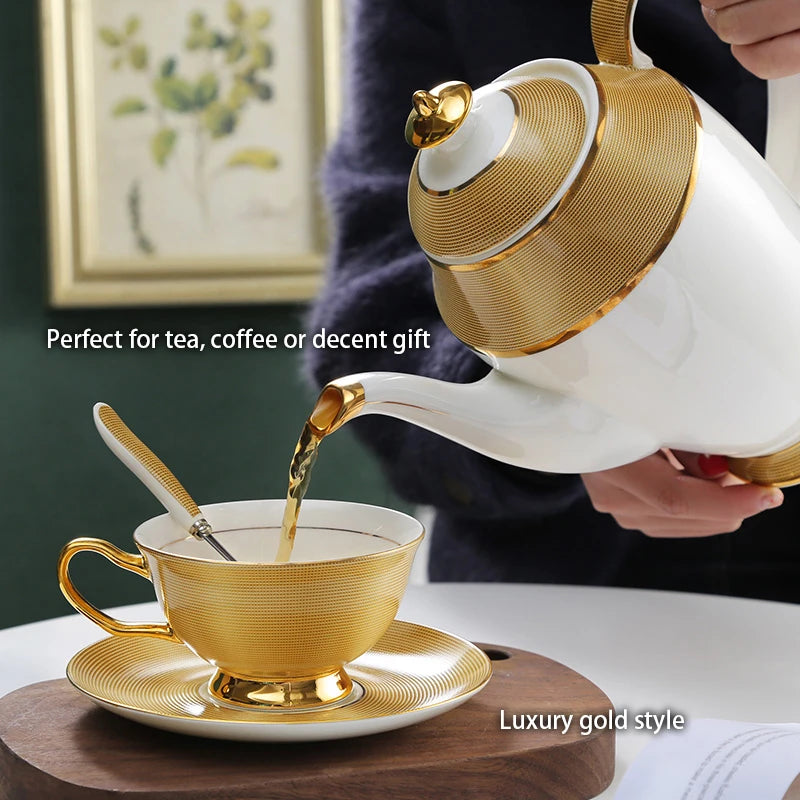 Luxury Gold Porcelain Ceramic Tea Set