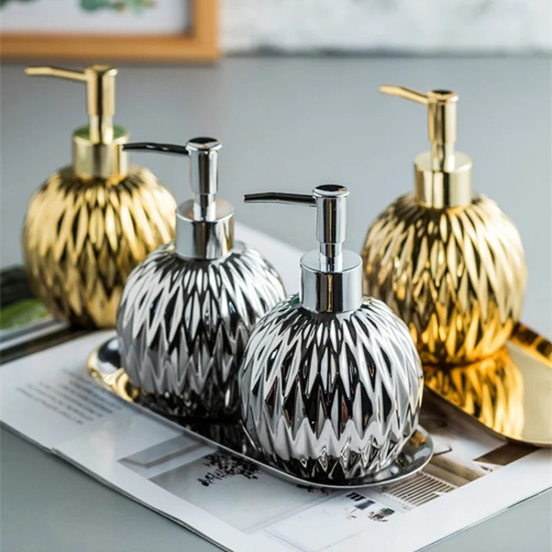 Luxury Gold and Silver Soap Dispenser with Press handle