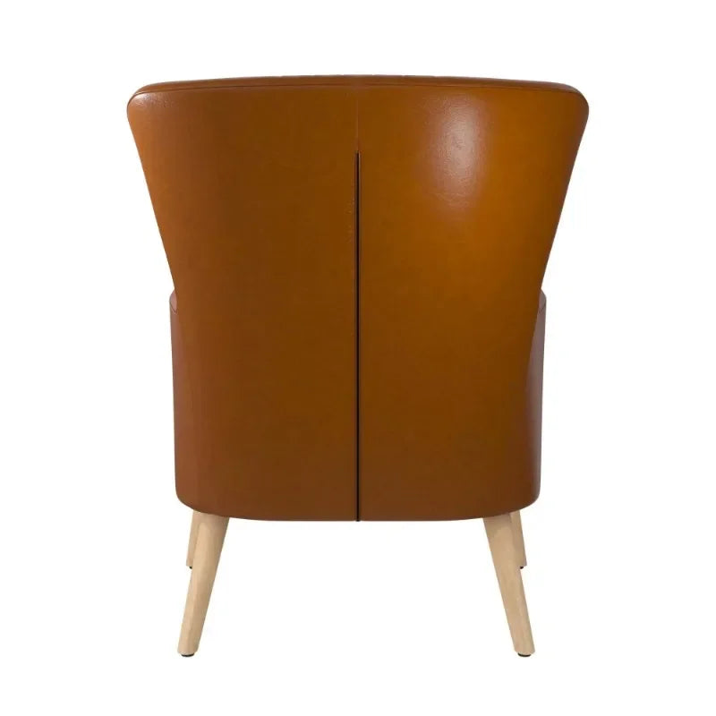 Wingback Camel Faux Leather Chair