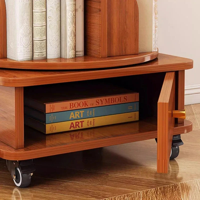 Rotating Mobile Bookcase Display Book Shelves