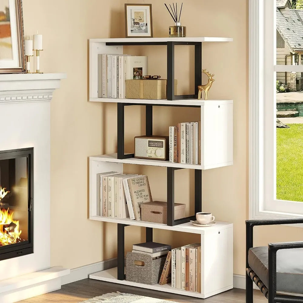 S-Shaped Z-Shelf Bookshelves and Bookcase