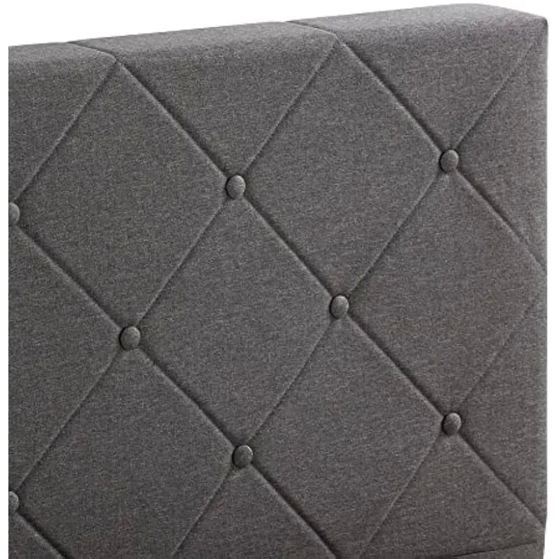 Upholstered Platform Frame Wood Bed, Dark Grey