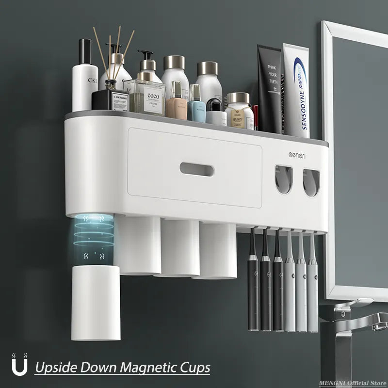 Magnetic Adsorption Inverted Toothbrush Holder Wall