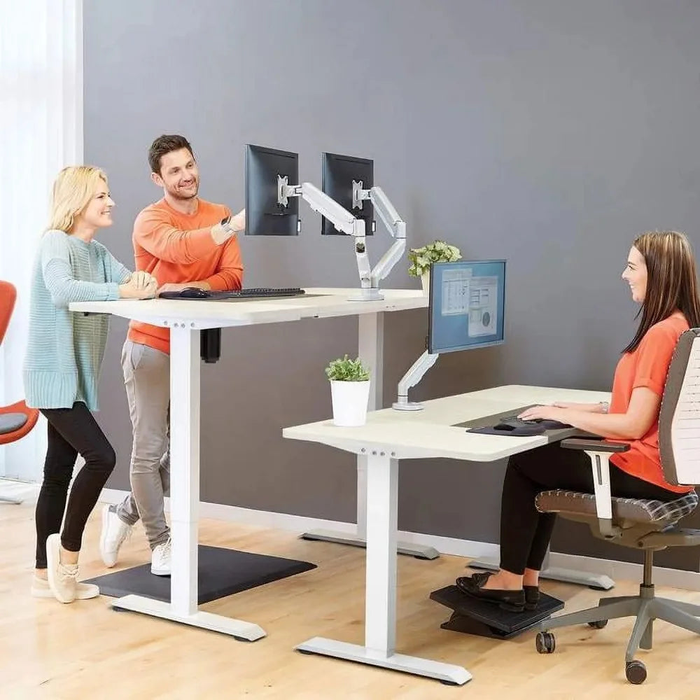 Electric Standing Desk Height Adjustable Office Desk with 55” x 27.5” Tabletop Home Office Workstation, White Finish