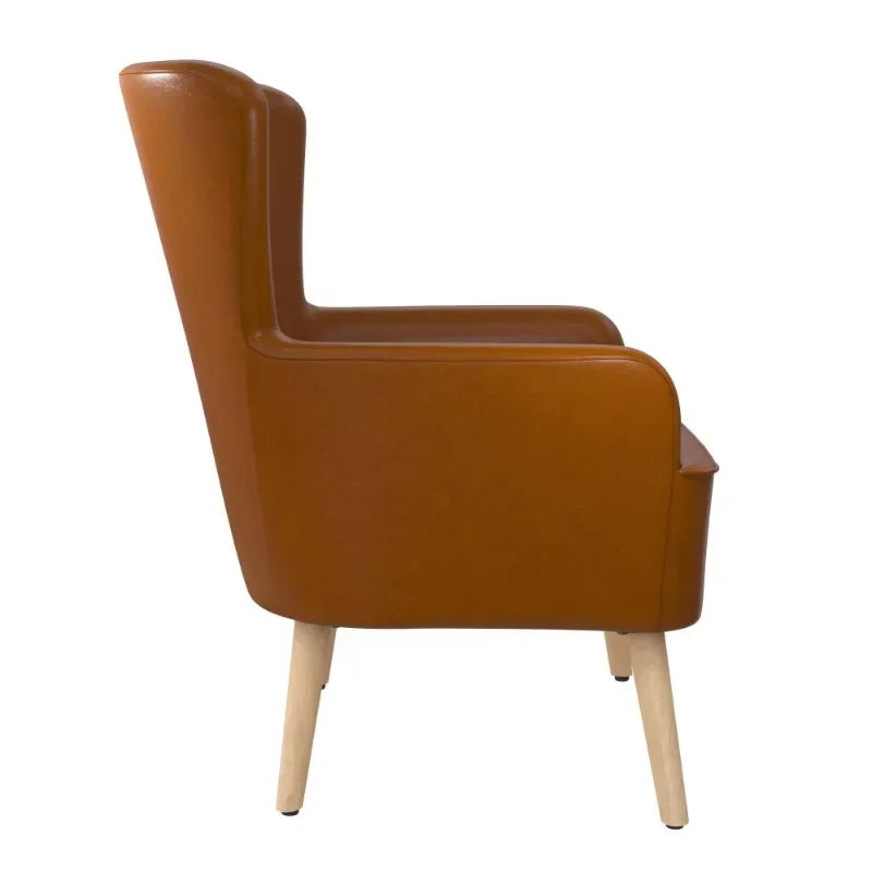 Wingback Camel Faux Leather Chair