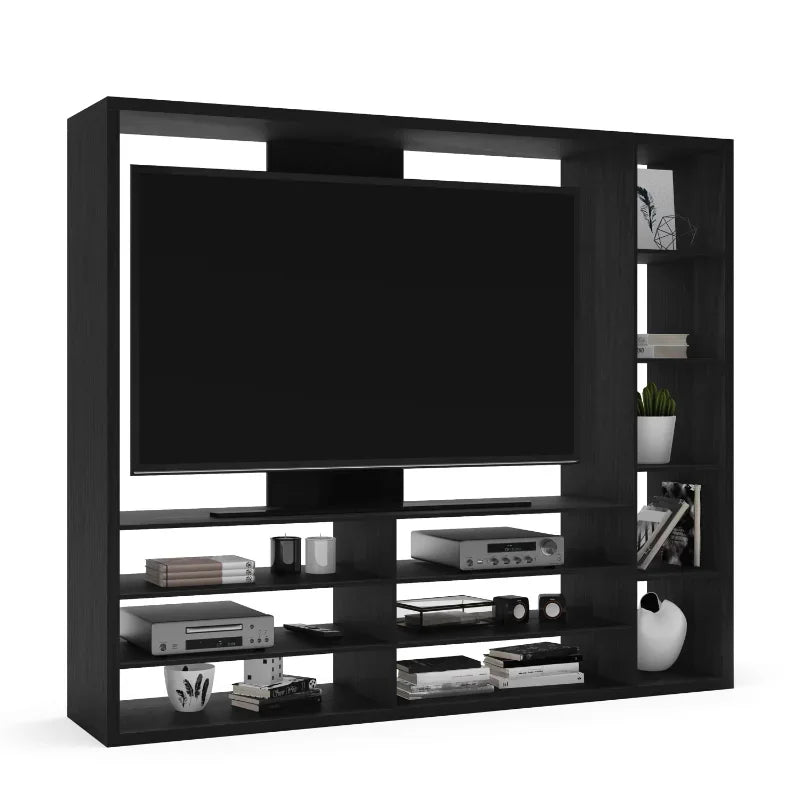 Black Fireplac Wood Tv Stand Living Room Furniture