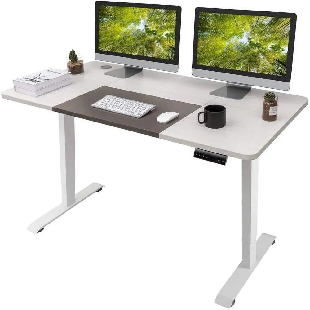 Electric Standing Desk Height Adjustable Office Desk with 55” x 27.5” Tabletop Home Office Workstation, White Finish