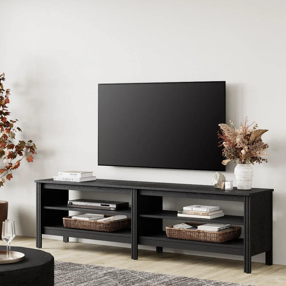TV Stand for 75 Inch TV with 4 Open Shelves