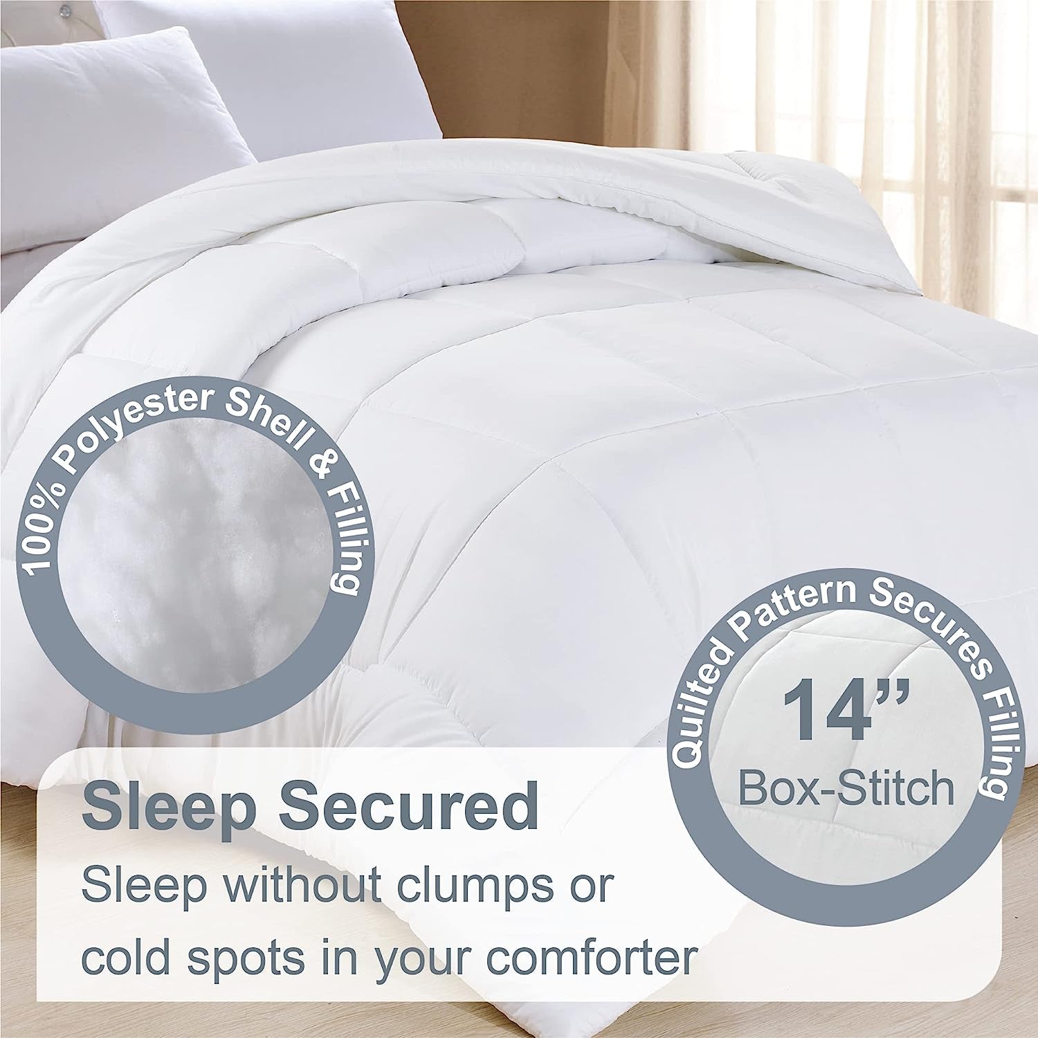 Full Comforter - Lightweight & Extra Soft down Alternative Bedding - All-Season Comfortable Bed Comforter - Wrinkle Fade Stain Resistant - White, Full