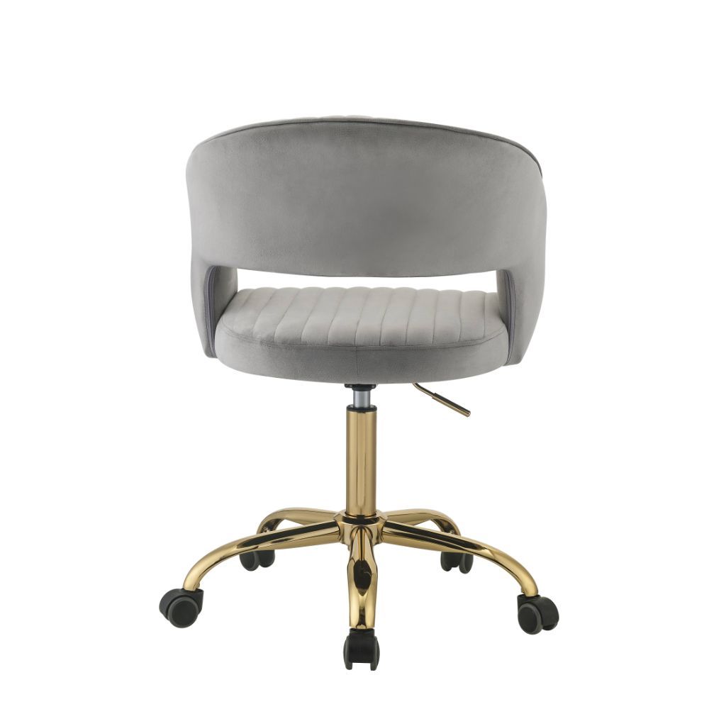 Hopi Office Chair, Gray Velvet & Gold 92940