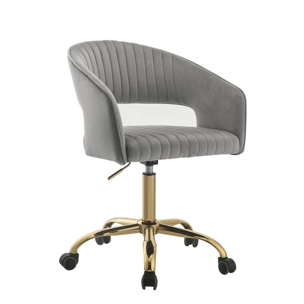 Hopi Office Chair, Gray Velvet & Gold 92940