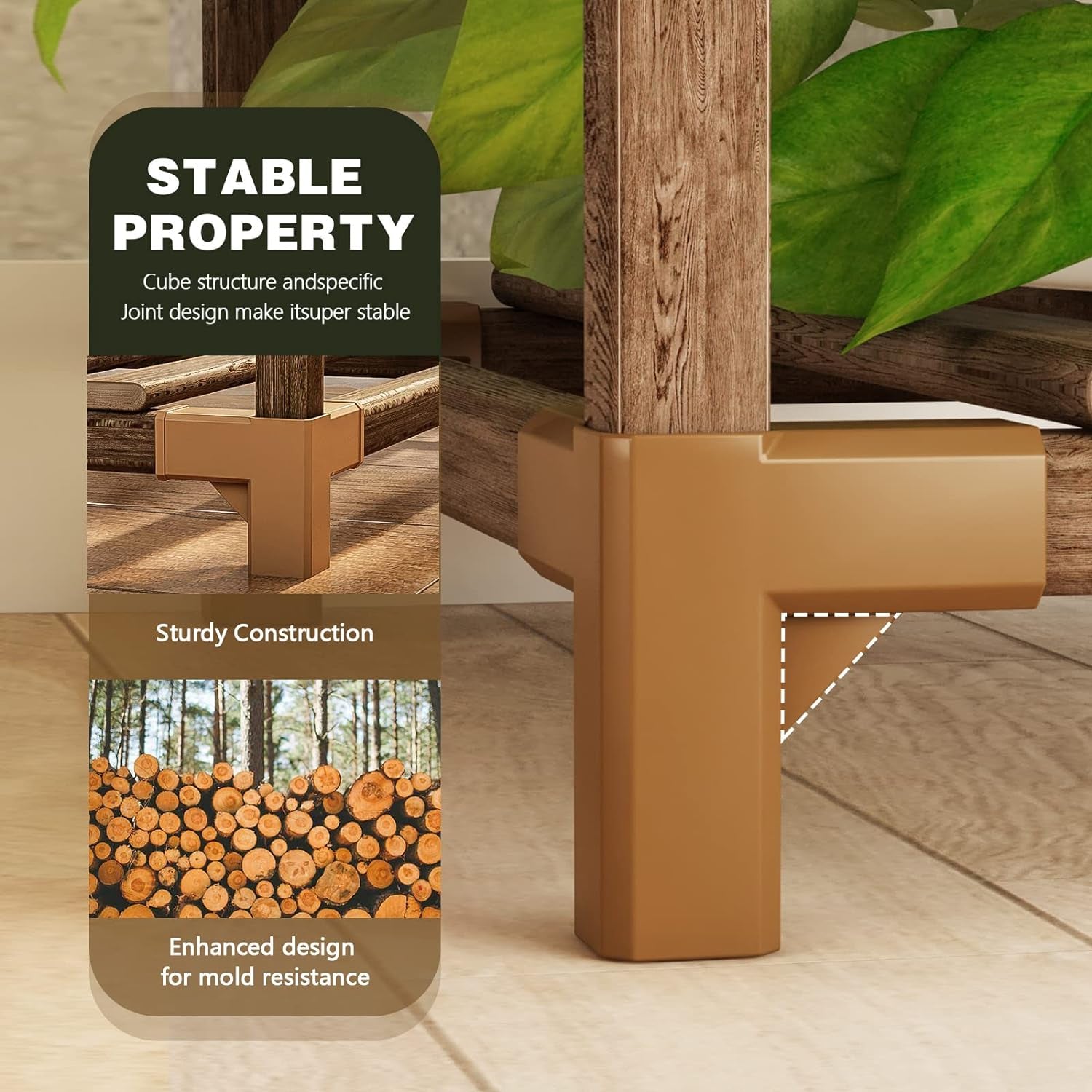 Stand Indoor Plant Rack Wood Outdoor Tiered Shelf for Multiple Plants, Ladder Holder