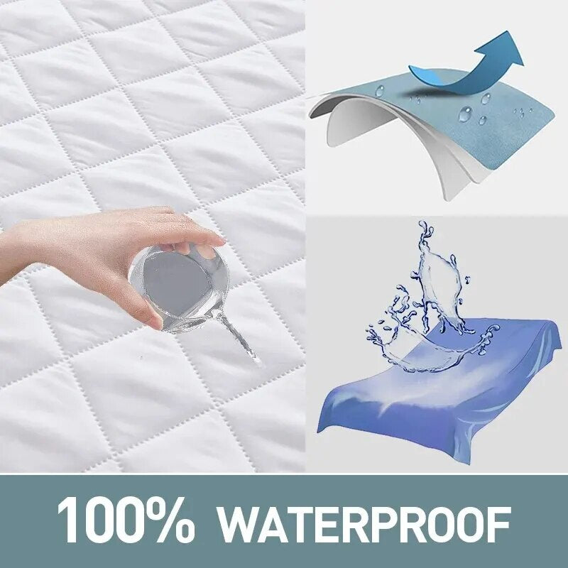 Waterproof Mattress Protector, Fitted Sheet Waterproof Mattress Cover, Breathable & Noiseless Mattress Pad, with Deep Pocket