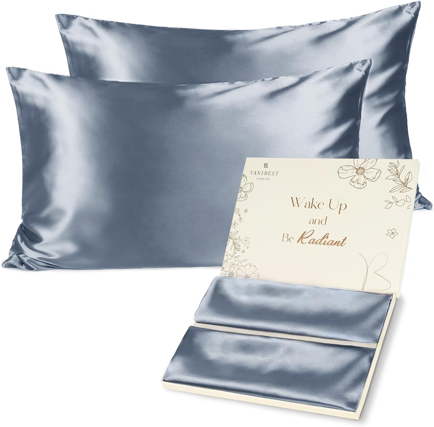 Satin Pillowcase for Hair and Skin - Queen Pillow Cases Set of 2 Pack 20X30 Inches, Super Soft Silky Pillow Case with Zipper, Gifts for Women Men